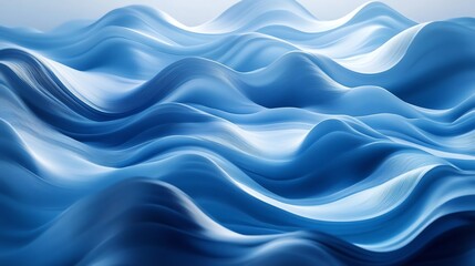 Fototapeta premium A serene abstract representation of flowing blue waves, showcasing smooth curves and a tranquil atmosphere.