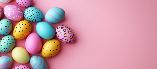 Colorful Easter Eggs on Pink Background for Spring Celebration