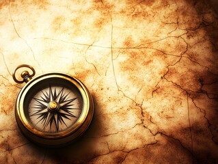 Vintage compass resting on an ancient map, symbolizing exploration and adventure in history