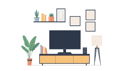 Modern Living Room Interior with TV