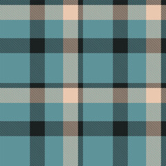 Sky tartan fabric vector, poncho seamless check background. Hippy pattern plaid texture textile in cyan and black colors.
