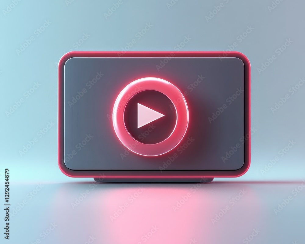 Poster modern video player interface on smart tv with minimal design and soft pastel colors