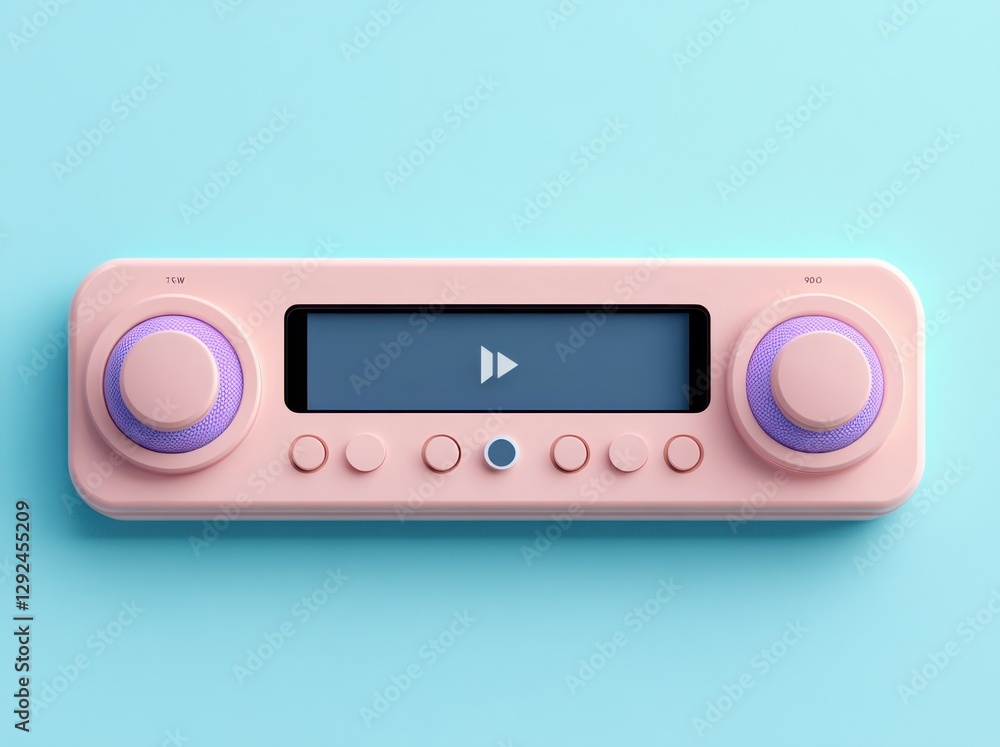 Poster modern minimal audio music player interface design with pastel colors and flat style