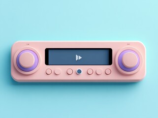 Fototapeta premium Modern Minimal Audio Music Player Interface Design with Pastel Colors and Flat Style