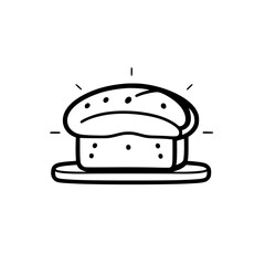 Minimalist Black and White Illustration of a Burger with Bright Lines