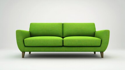 Green sofa, studio shot, minimalist background, furniture catalog