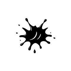 Splash of black paint on a white background, stylized graphic of ink splash, minimalistic design.