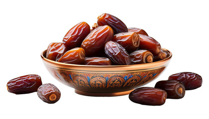 Dates (Khajoor) in a Bowl, Transparent Background