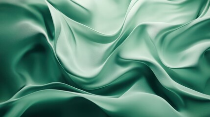 Obraz premium Emerald silk fabric drapes, soft folds, studio backdrop, textile design