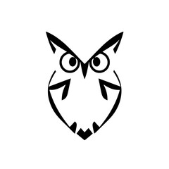 Minimalist Owl: Black line art illustration of an owl against white background.