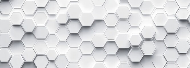 Minimalist Hexagonal Pattern Abstract Background with 3D White Grid and Soft Light Elegant Design