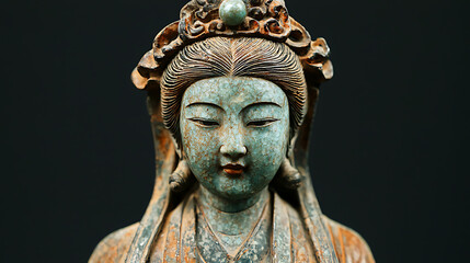 A statue of a woman with a crown on her head