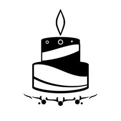 Birthday cake with single-word keywords.