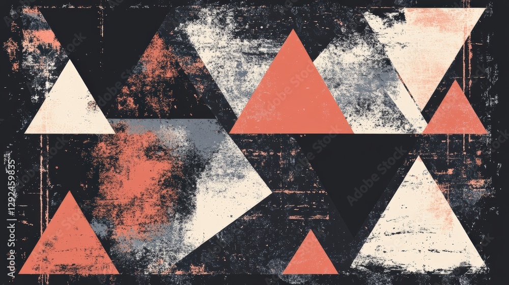 Poster abstract geometric shapes in muted colors creating a textured background for design use
