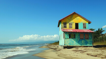 Fototapeta premium Serene Coastal Cottage with Fresh Paint