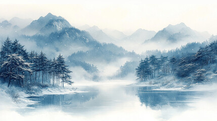 Fototapeta premium fields and mountains covered with snow 