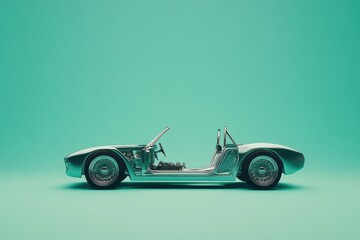 A conceptual image of a car without its exterior body panels