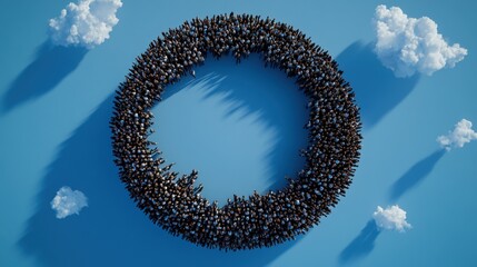 Group of people forming a circle promoting global warming prevention and environmental awareness