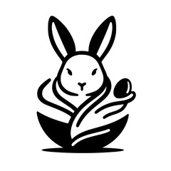 Bunny silhouette holding an egg, a symbol of Easter, simplicity, and joy.