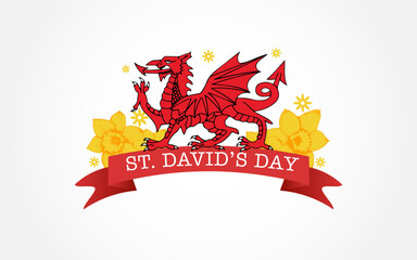 Obraz premium Happy St David's Day Illustration, Vector St David's Day, Saint Davids Day Royalty-Free Images, png St David's Day