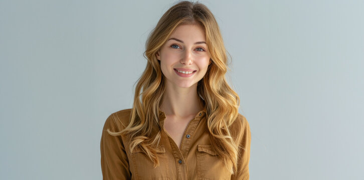 woman dressed in adaptable outfit that epitomize understated style, making it perfect for promoting lifestyle brands, workwear, or inclusive fashion lines.