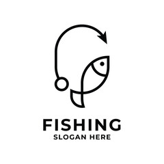 fish hook vector logo design creative idea