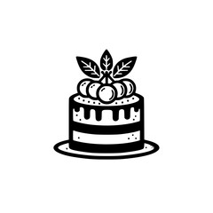 Cake with cherries and leaves.