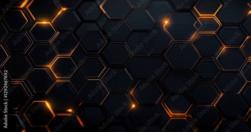 Aufkleber luxury black gold hexagonal abstract background with soft ambient lighting and 3d geometric texture