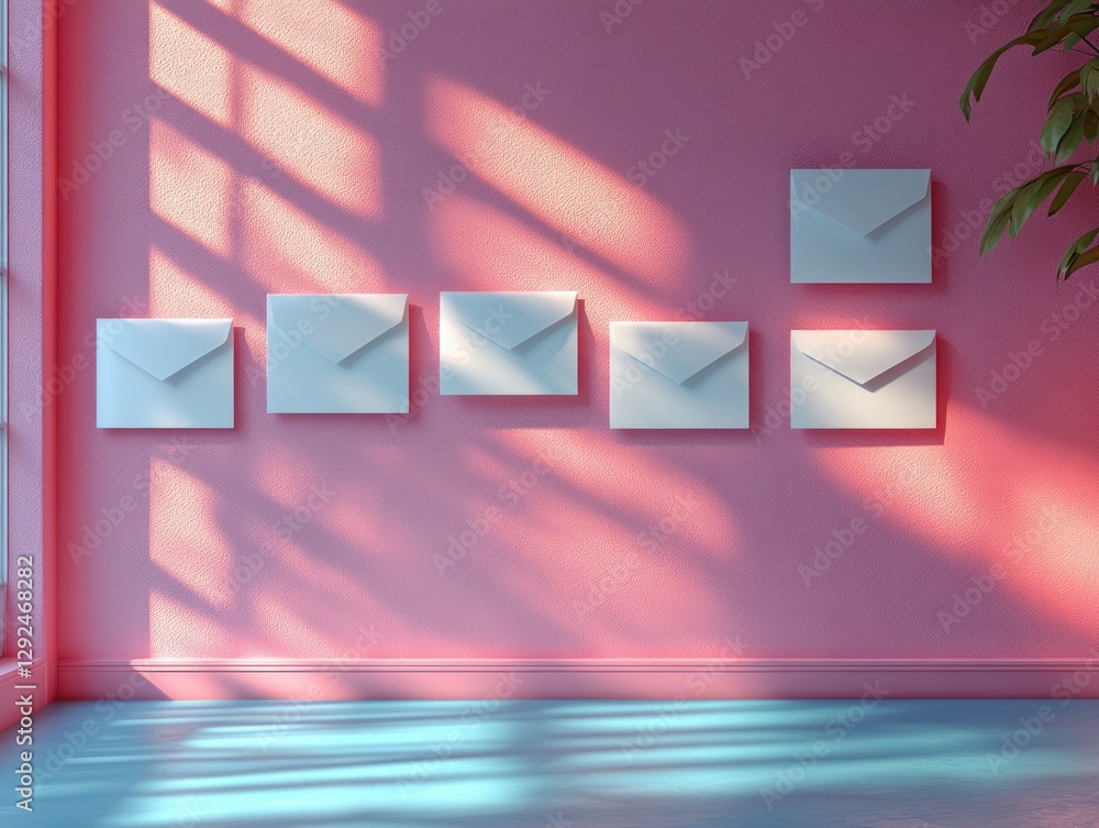 Poster minimalistic composition of opened black boxes with white wrapping paper and circle labels