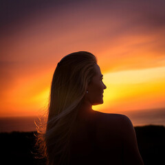 Close-Up of a Person's Silhouette Against a Sunset