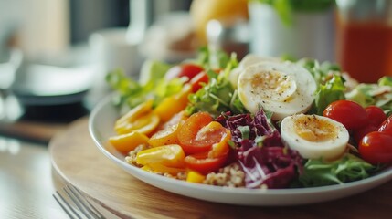 Balanced keto-friendly meal plate promoting mood stabilization and healthy eating habits.