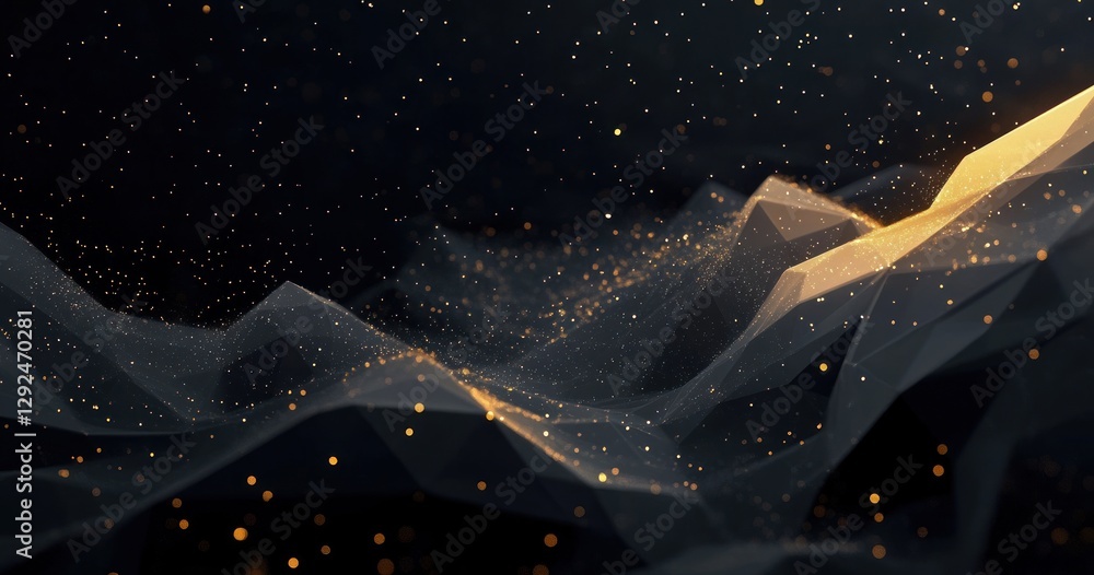 Poster luxury abstract background with black and golden particles elegant dynamic design for business and c