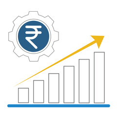 business graph with rupees sign