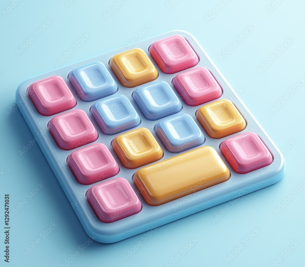 Poster pastel minimal keyboard icon cute 3d isolated object colorful rounded buttons technology design