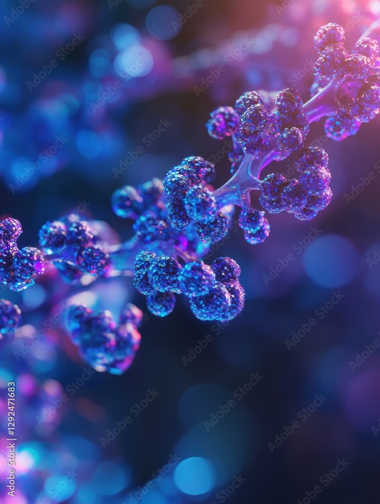 Aufkleber Stunning abstract 3D rendering of botulinum toxin molecules showcasing intricate structures and vibrant colors. Generative AI