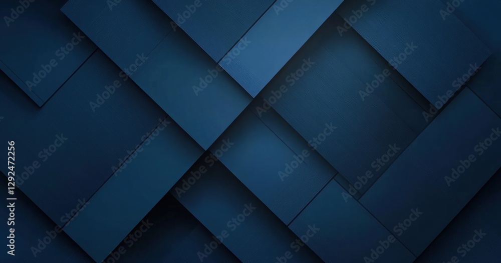 Poster abstract geometric navy blue background with soft ambient lighting and dynamic layered shapes for mi