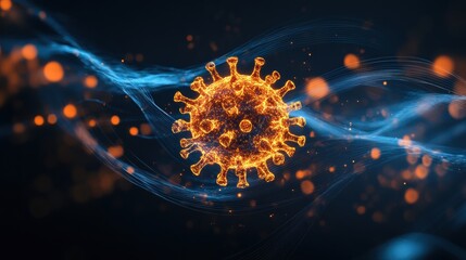 Macro view of covid-19 global pandemic visualization in digital art for health awareness