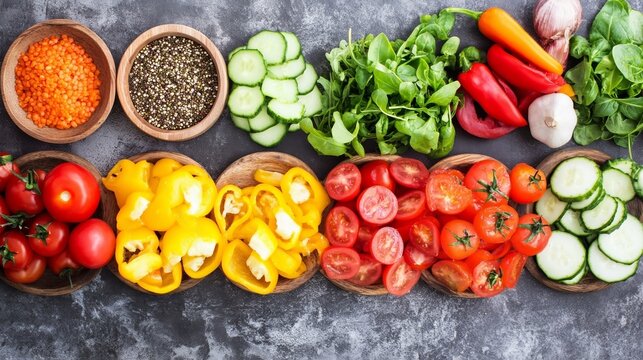 Fresh vegetables arranged for a healthy meal, promoting cancer prevention through balanced nutrition.