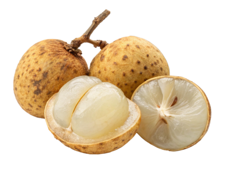 Langsat ( Small, round, and sweet-sour, similar to longan) isolated on white background