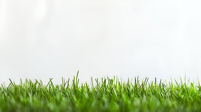 Vibrant Green Grass Against White Background