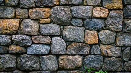 Obraz premium Rustic Stone Wall Texture Gray Brown Stones Dry Stack Pattern