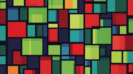 Retro 8-bit pixel art background with bright red, green, and blue geometric patterns evokes classic digital games.
