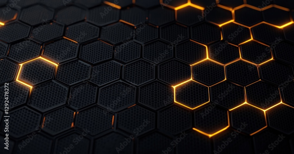 Aufkleber luxury hexagonal abstract background with black and gold geometric patterns and ambient light