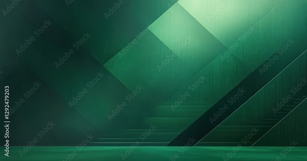 Poster emerald geometric background abstract modern lines trendy soft shadows minimalistic design digital a