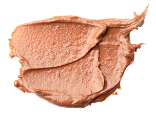 Sample of tasty nut butter isolated on white, top view