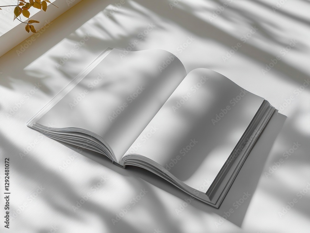 Poster minimalist open blank brochure mockup with soft lighting for invitations and leaflets