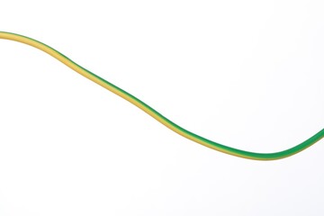 One colorful electrical wire on white background