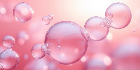Pink Bubbles Floating in Soft Pink Hues Background