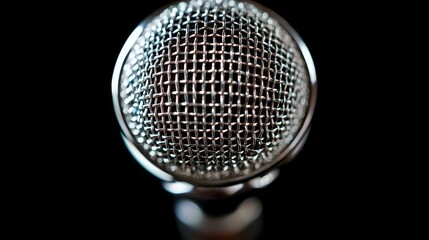 Close-up microphone, black background, music recording