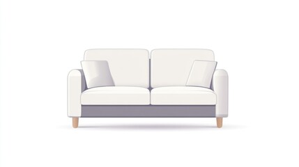 Fototapeta premium Modern white couch, interior design, furniture, illustration, stock photo, digital art, home decor, living room